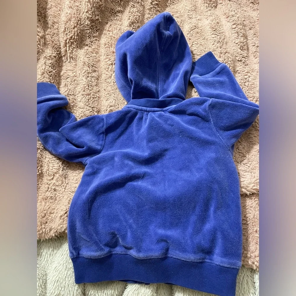 EUC Polo Ralph Lauren Blue Velour Zip Front Hoodie